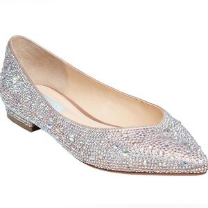 Betsey Johnson Womens SB Jude Wedding Formal Cocktail Pointy Flat Sequins NWOB